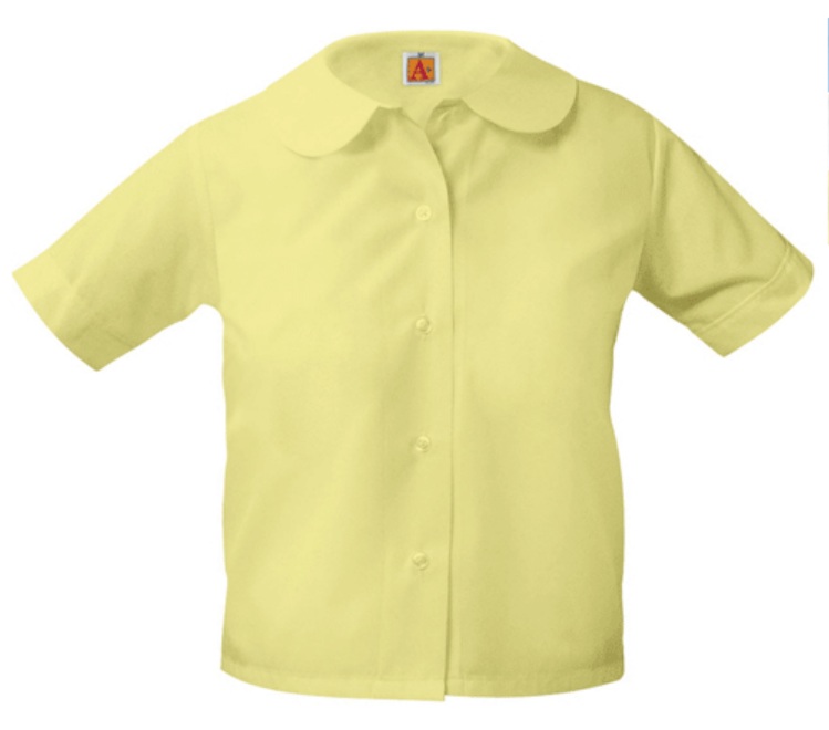 Girls Peter Pan Collar Blouse - Short Sleeve - Yellow