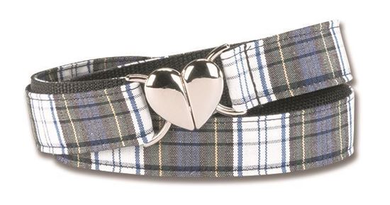 Adjustable Plaid Belt - Heart Buckle