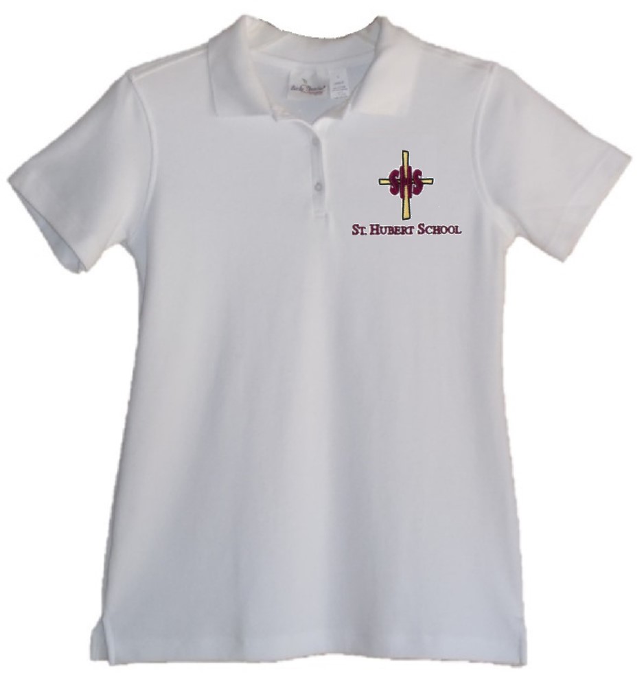 St. Hubert School - Girls Fitted Interlock Knit Polo Shirt - Short Sleeve