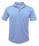 Unisex Performance Knit Polo Shirt - Moisture Wicking - 100% Polyester - Short Sleeve - Light Blue