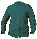 Girls Crewneck Cardigan Sweater - Hunter Green