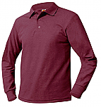 Unisex Mesh Knit Polo Shirt - Long Sleeve - Burgundy