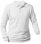 Unisex Interlock Knit Polo Shirt - Long Sleeve - White