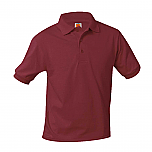 Unisex Interlock Knit Polo Shirt - Short Sleeve - Burgundy