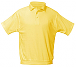 Unisex Interlock Knit Polo Shirt with Banded Bottom - Short Sleeve - Yellow