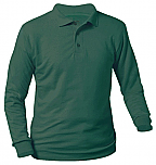 Unisex Interlock Knit Polo Shirt - Long Sleeve - Hunter Green