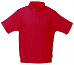 Unisex Interlock Knit Polo Shirt with Banded Bottom - Short Sleeve - Red