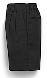 Boys Twill Shorts - Pleated Front, Elastic Back - #1286 - Black