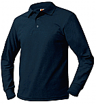 Unisex Mesh Knit Polo Shirt - Long Sleeve - Navy Blue