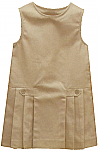 Drop Waist Pleated Jumper with Button Tabs #2762 - Khaki